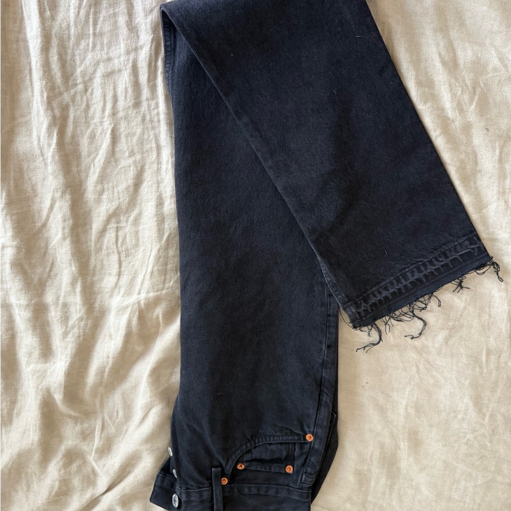 Re/Done Black Denim with Frayed Edge